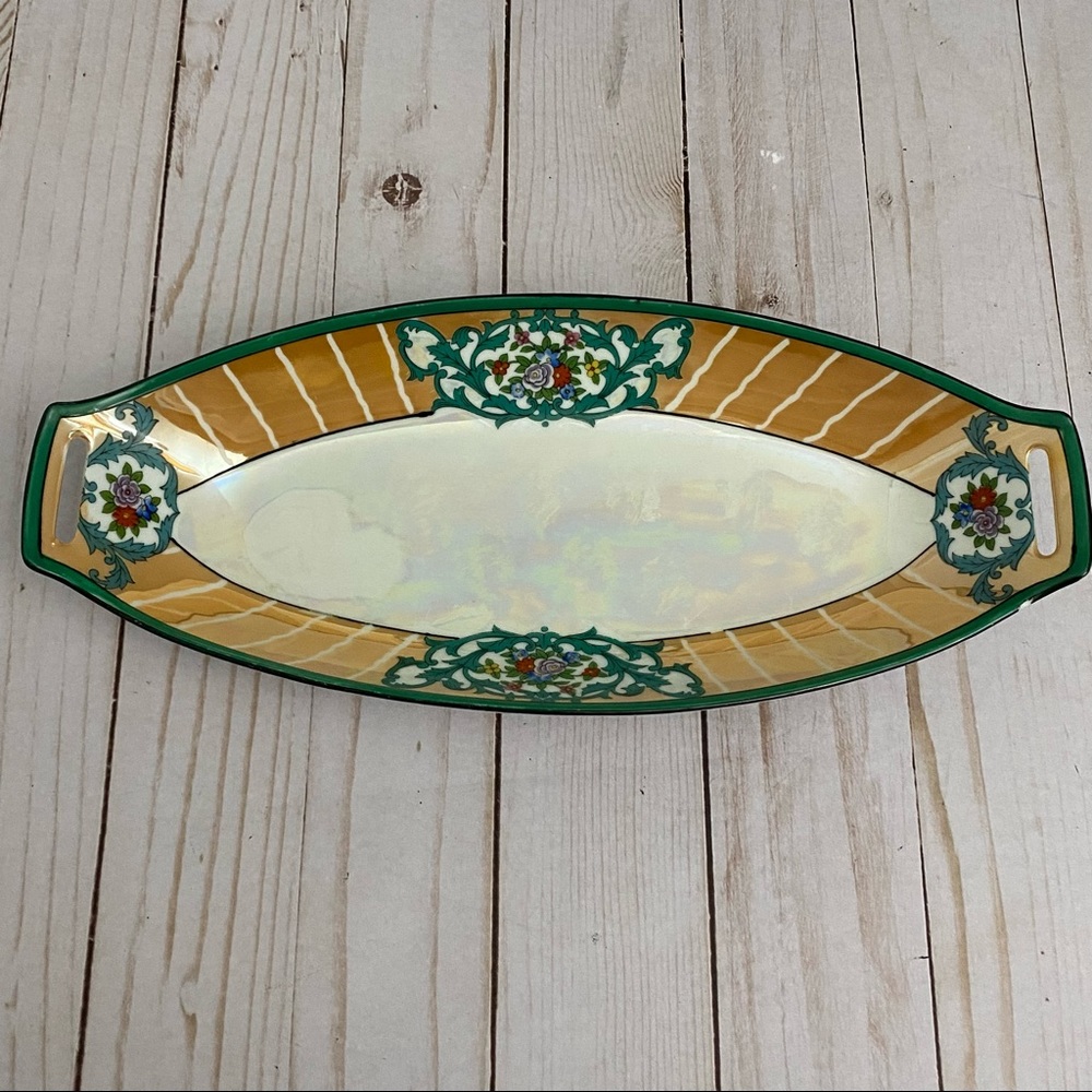 Vintage Noritake Lusterware celery serving bowl